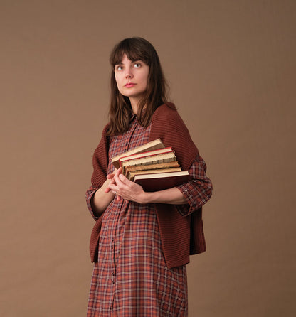 Liebling Svala Rostfarbenes Fensterkaro-Hemdkleid