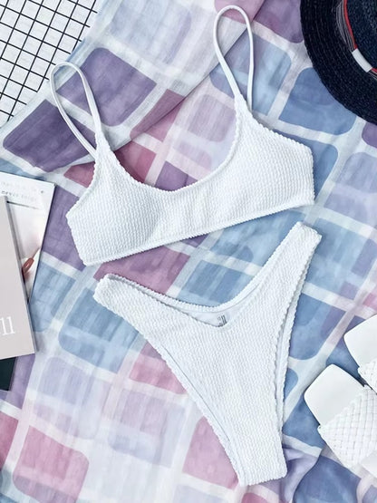 Crinkle Triangle Bikini Set für Damen - Zweiteilige Bademode