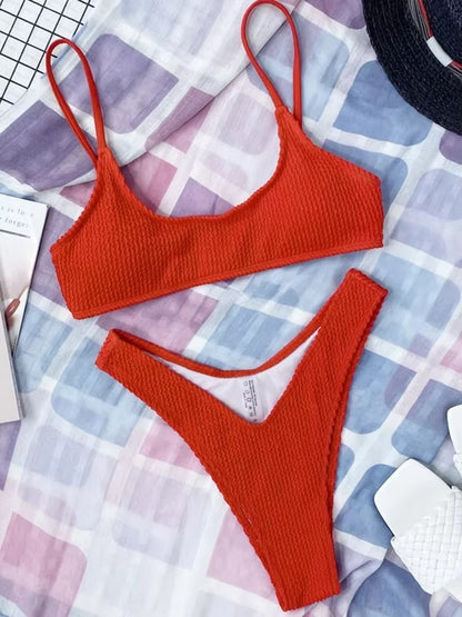 Crinkle Triangle Bikini Set für Damen - Zweiteilige Bademode