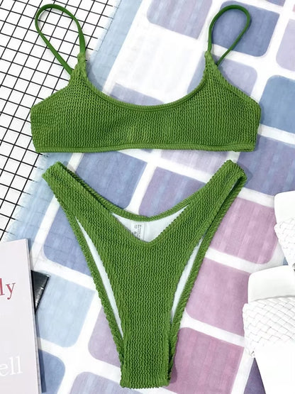 Crinkle Triangle Bikini Set für Damen - Zweiteilige Bademode